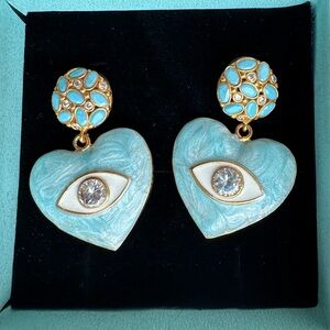 Blue Heart Eye Drop Earrings by